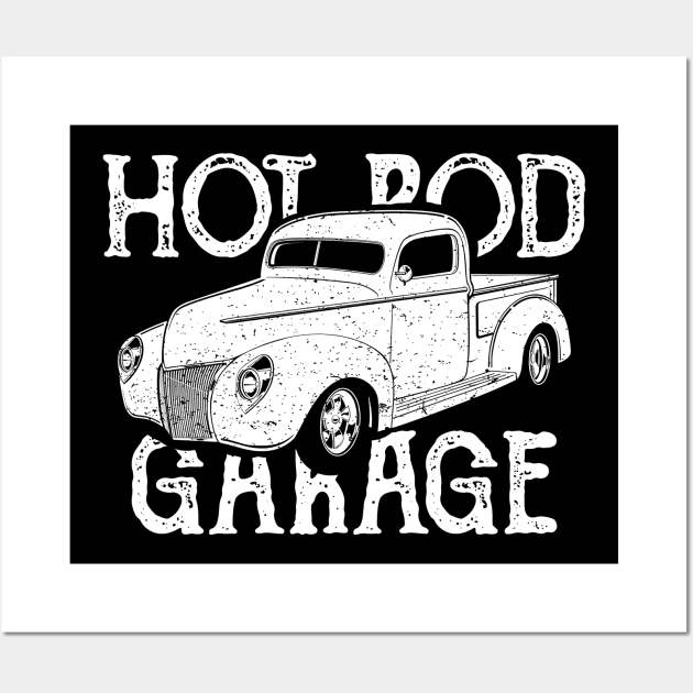 Hot Rod Garage Pickup Truck Wall Art by RadStar